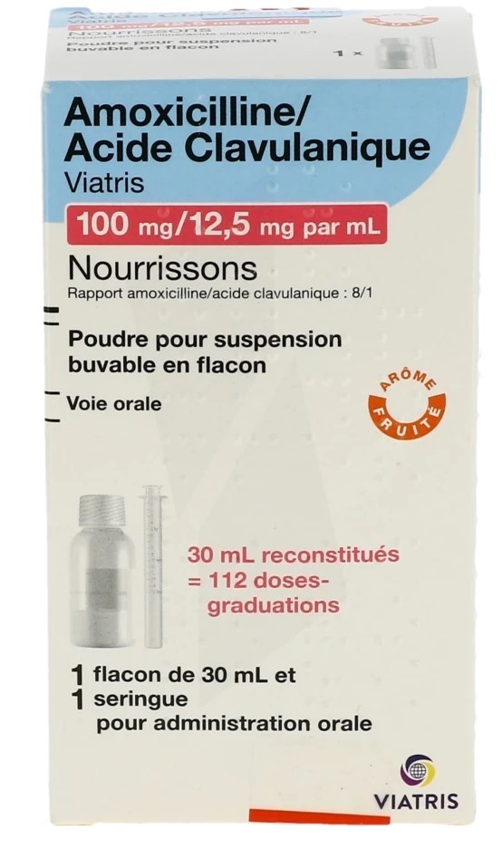 AMOXICILLINE + ACIDE CLAVULANIQUE 100/12.5mg / mlsusp  fl/30ml